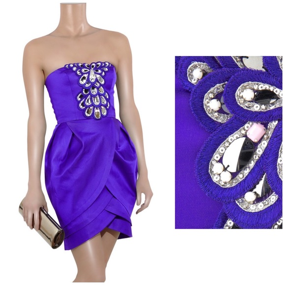 Temperly London Embellished Strapless Satin Dress - Picture 3 of 9